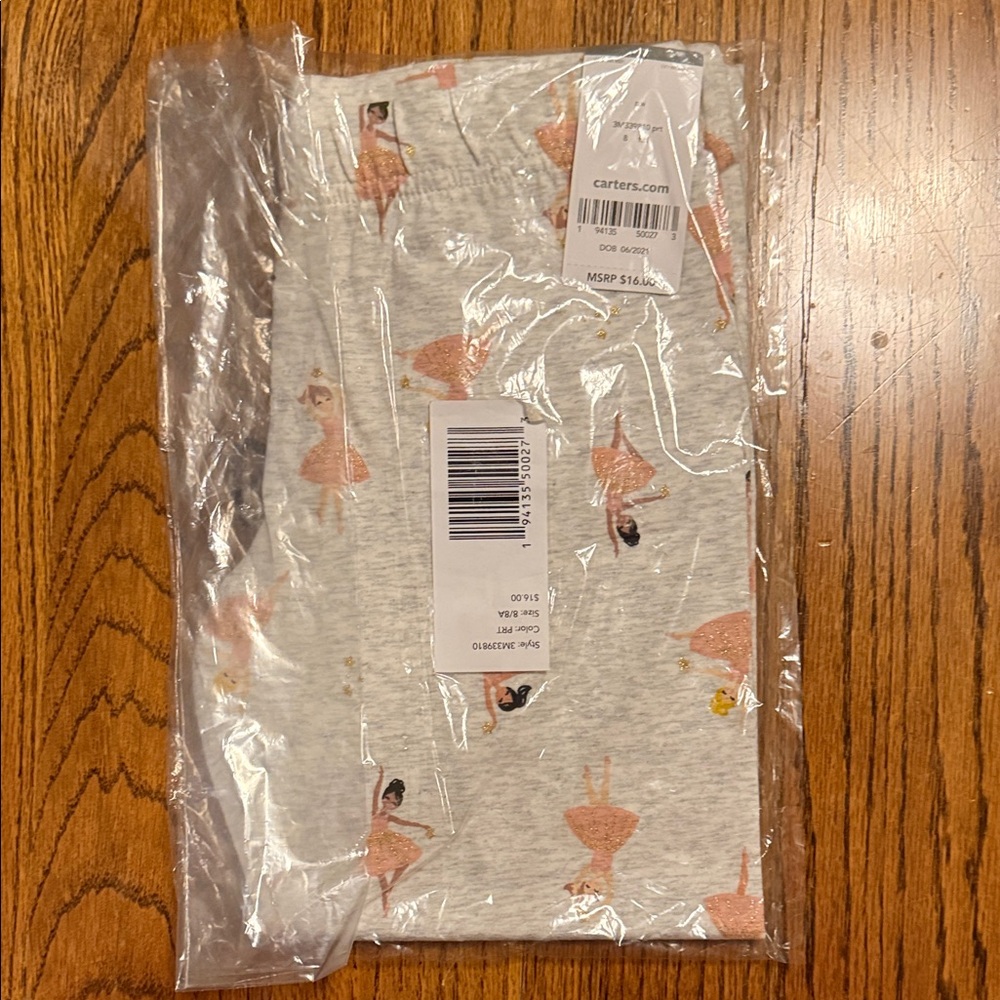 Carter's Gray Leggings with Pink Ballerina Print